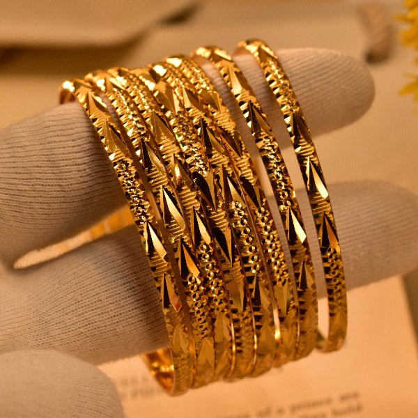 Fancy Design Gold Plated 8pc Bangle Set for Girls/Women