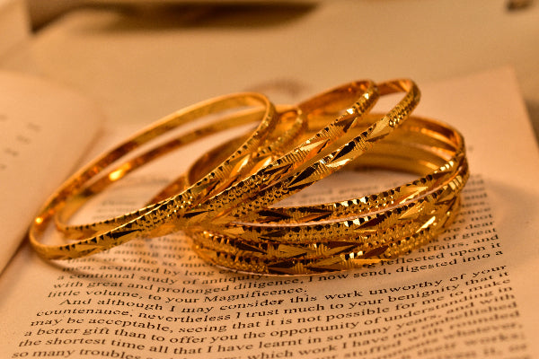 Fancy Design Gold Plated 8pc Bangle Set for Girls/Women