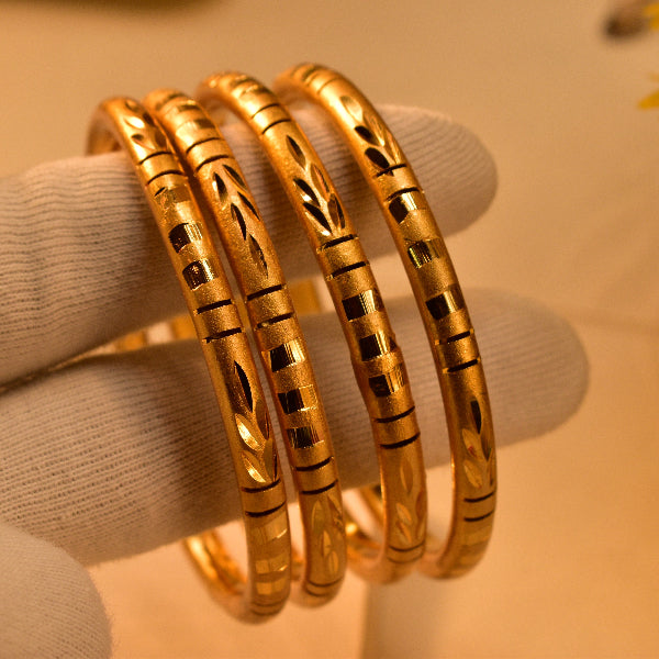 Fancy Design Gold Plated 4pc Bangle Set for Girls/Women