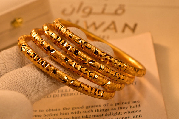 Glamorous Design Gold Plated 4pc Bangle Set for Girls/Women