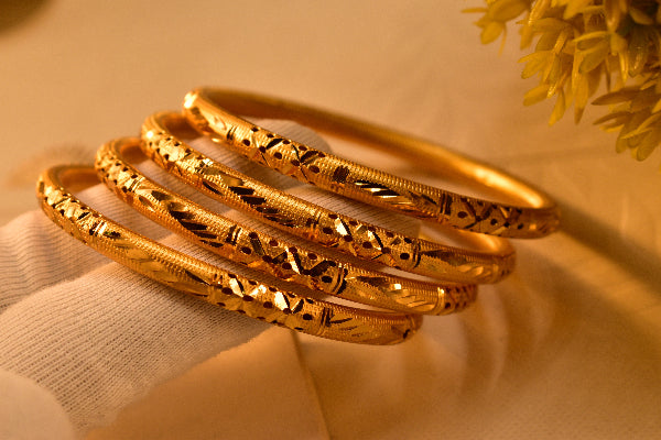 Gorgeous Design Gold Plated 4pc Bangle Set for Girls/Women