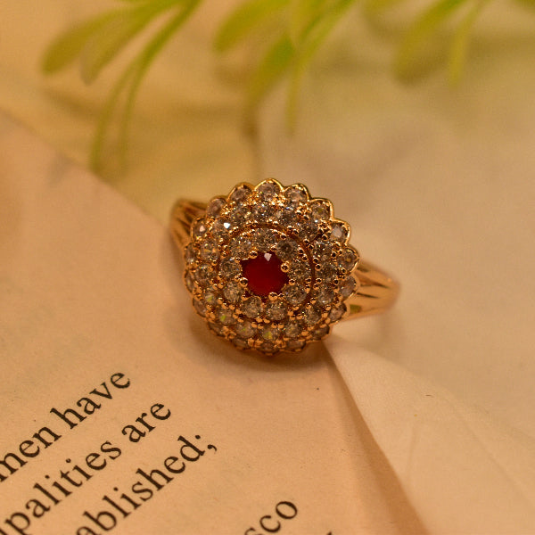 Elelgant Design Gold Plated Crystal Stones Ring For Girls/Women