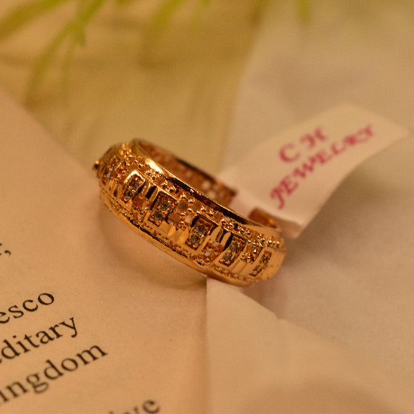 Fancy Beautiful Design Gold Plated Crystal Stones Ring For Girls/Women