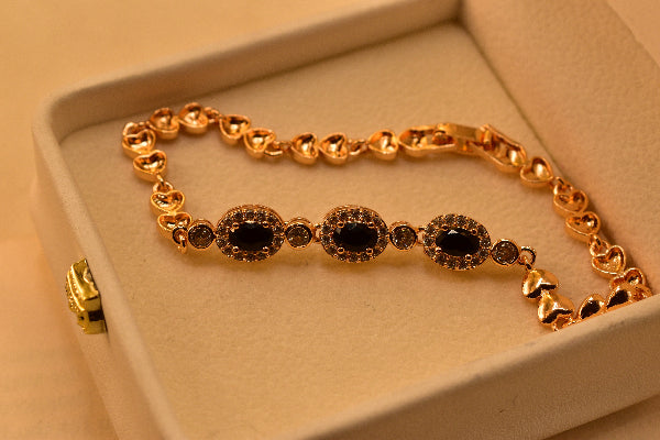 Fancy Unique Design Gold Plated Real Stones Bracelet for Girls/Women