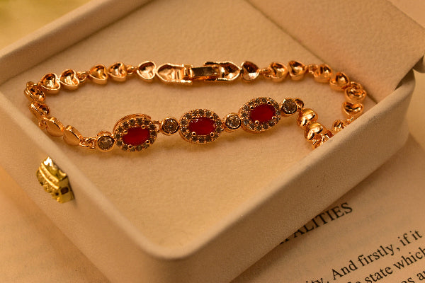 Fancy Unique Design Gold Plated Real Stones Bracelet for Girls/Women
