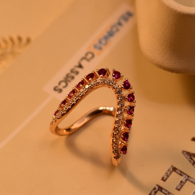 Luminous Design Gold Plated Crystal Stones Ring For Girls/Women