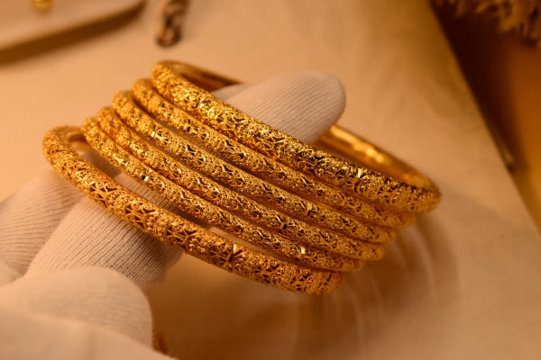 Gorgeous Unique Design Gold Plated 6pc Bangle Set for Girls/Women