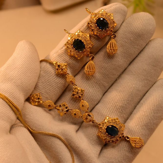 Luminous Design Gold Plated Crystal Stones Necklace Set for Girls/Women