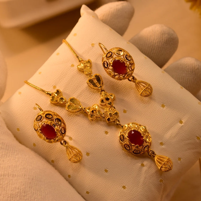 Luxury Design Gold Plated Crystal Stones Necklace Set for Girls/Women