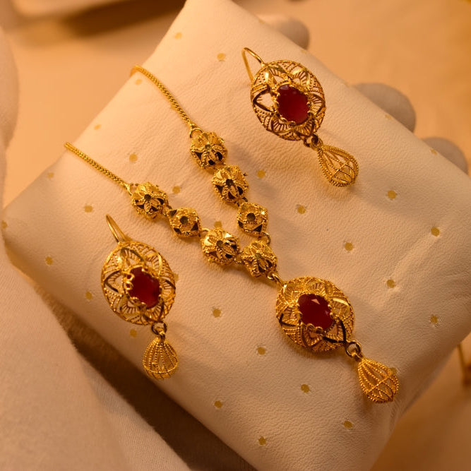 Elegant Design Gold Plated Crystal Stones Necklace Set for Girls/Women