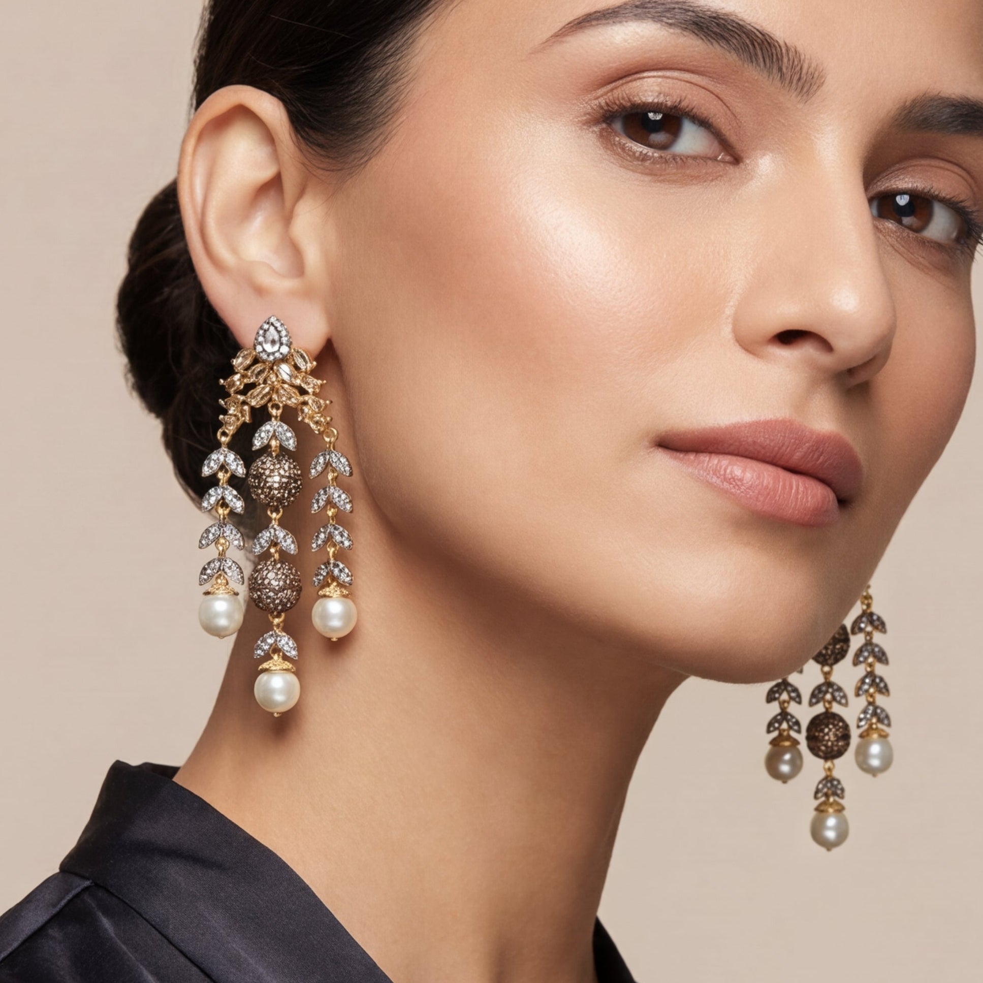 Charming Design Gold Plated Champagne Stones Earrings For Girls/women