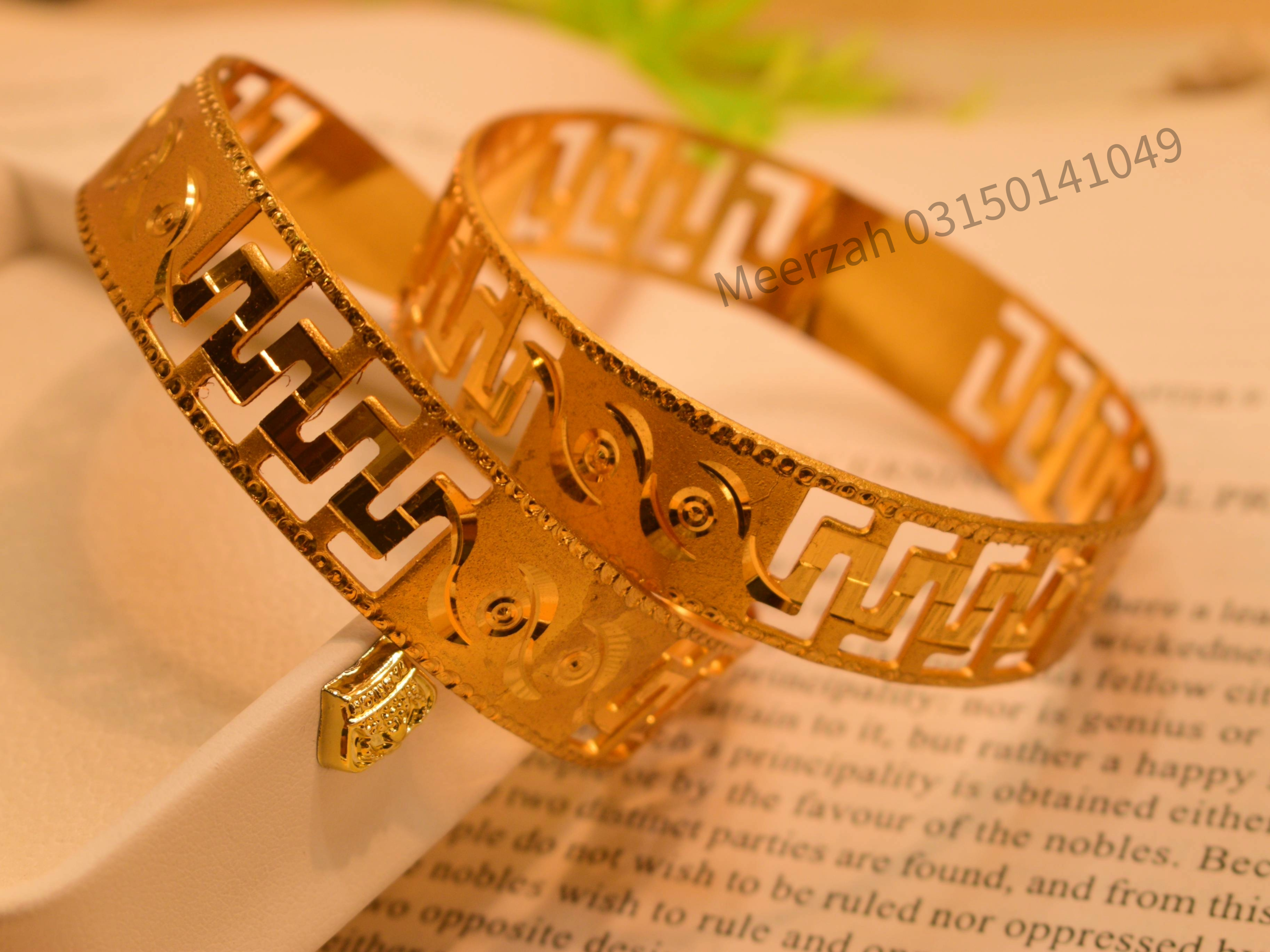 Gorgeous Stylish Design Gold Plated 2pc Bangles Set for Girls/Women