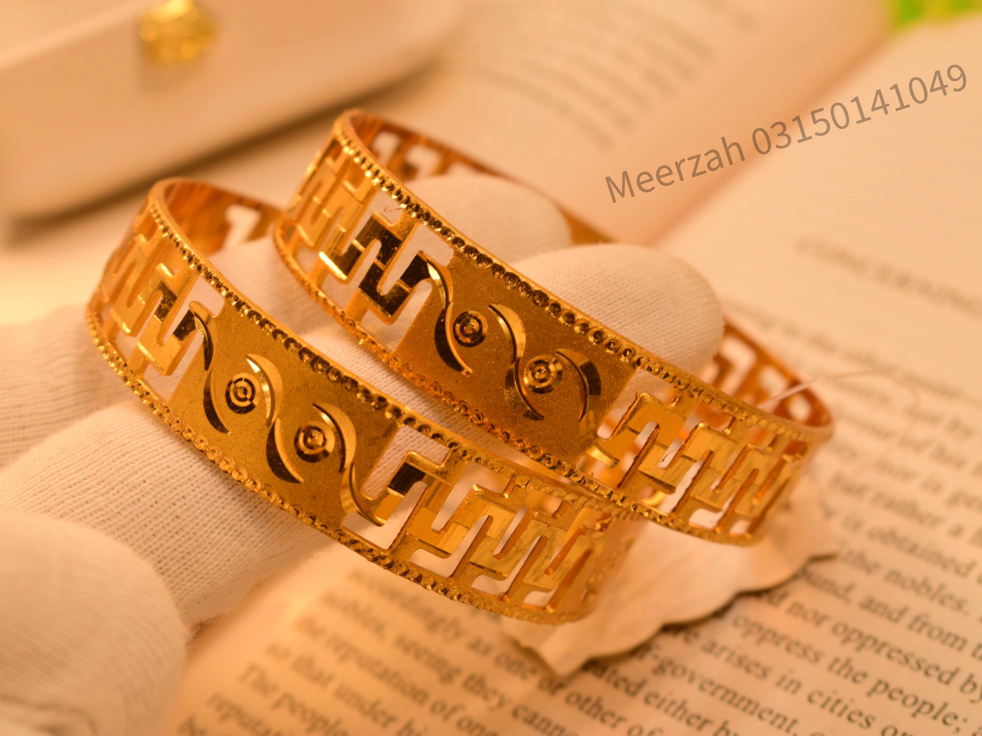 Gorgeous Stylish Design Gold Plated 2pc Bangles Set for Girls/Women