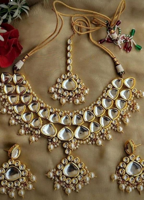 24K Gold Plated Indian Kundan Choker Set for Girls/Women