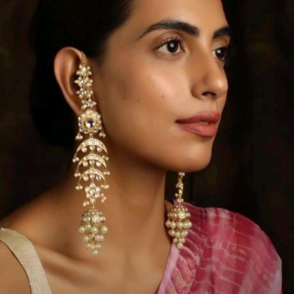 24K Gold Plated Indian Kundan Earrings for Girls/Women