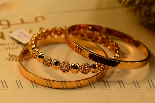 Elegant Unique Design Gold Plated 3pc Bangles Set for Girls/Women