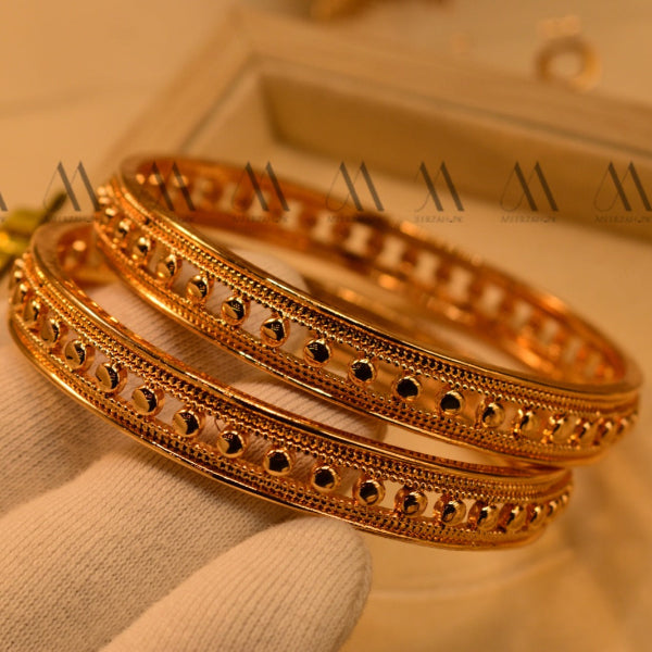 Unique Design Gold Plated 2pc Bangles Set for Girls/Women