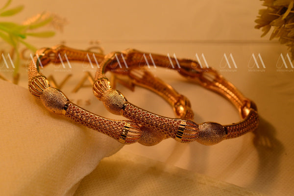 Luxury Design Gold Plated 2pc Bangles Set for Girls/Women