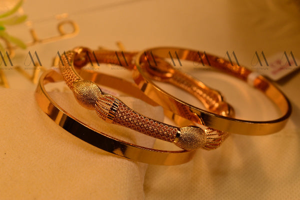 Luxury Design Gold Plated 3pc Bangles Set for Girls/Women