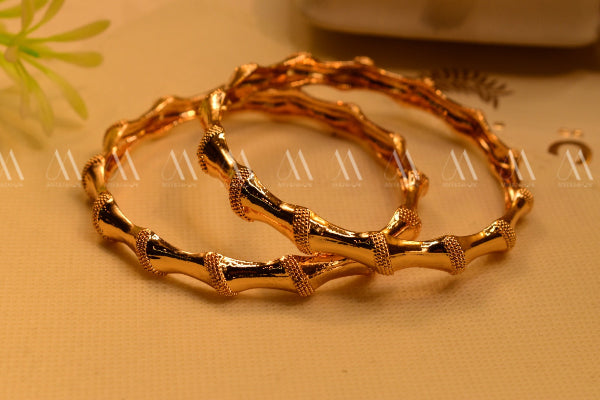 Luminous Design Gold Plated 2pc Bangles Set for Girls/Women