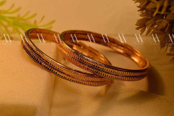 Gorgeous Design Gold Plated 2pc Bangles Set for Girls/Women