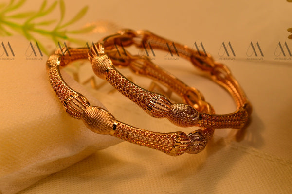 Luxury Design Gold Plated 2pc Bangles Set for Girls/Women