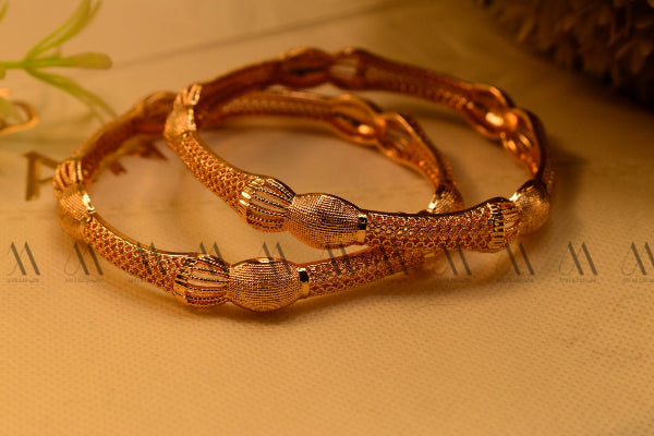 Luxury Design Gold Plated 2pc Bangles Set for Girls/Women