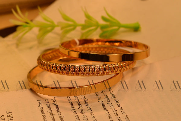 Glamorous Design Gold Plated 3pc Bangles Set for Girls/Women