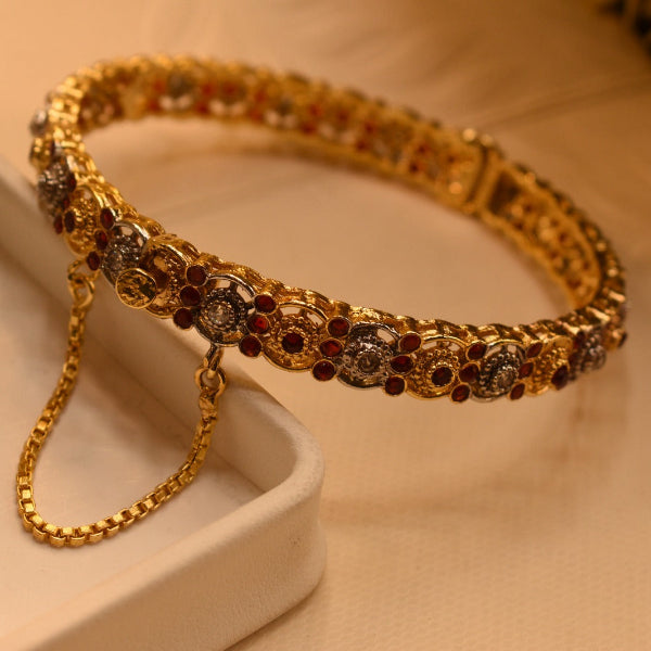 Glamorous Design Gold Plated Real Stones Bangle for Girls/Women