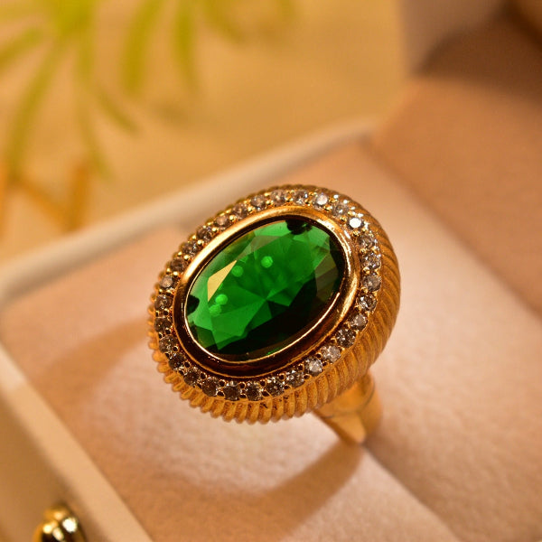 Luminous Design Gold Plated Real Stone Ring For Girls/Women