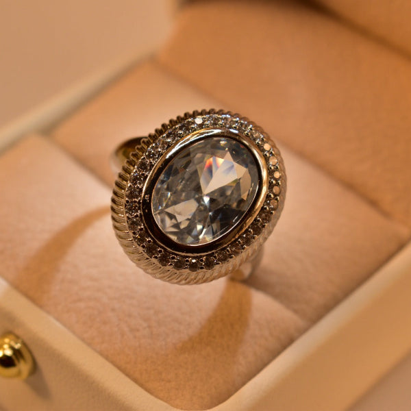 Luminous Design Silver Plated Crystal Stones Ring For Girls/Women