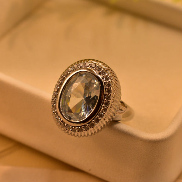 Luminous Design Silver Plated Crystal Stones Ring For Girls/Women