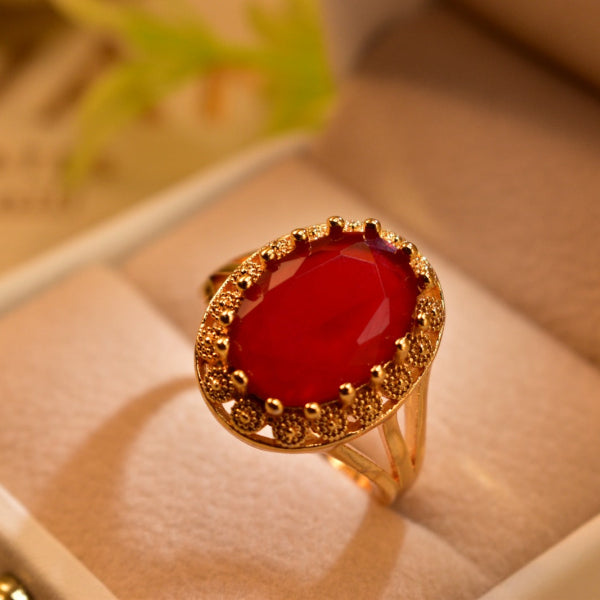 Elegant Design Gold Plated Crystal Stone Ring For Girls/Women