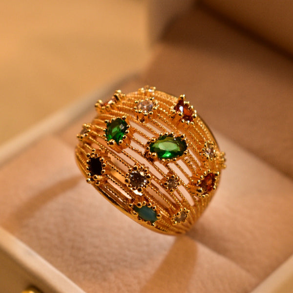 Glamorous Design Gold Plated Crystal Stones Ring For Girls/Women
