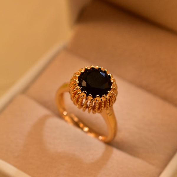 Dazzling Design Gold Plated Real Stones Ring For Girls/Women