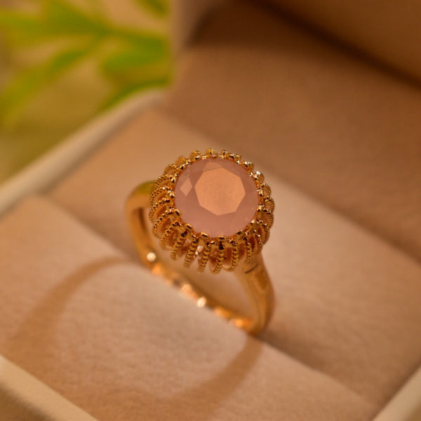 Dazzling Design Gold Plated Real Stones Ring For Girls/Women