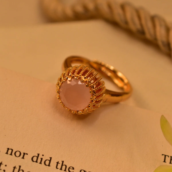 Dazzling Design Gold Plated Real Stones Ring For Girls/Women