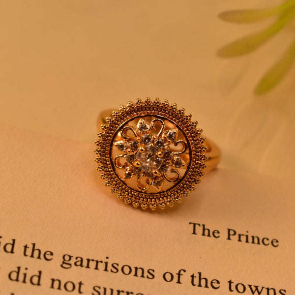 Gorgeous Design Gold Plated Real Stones Ring For Girls/Women
