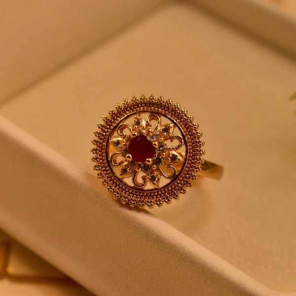 Gorgeous Design Gold Plated Real Stones Ring For Girls/Women
