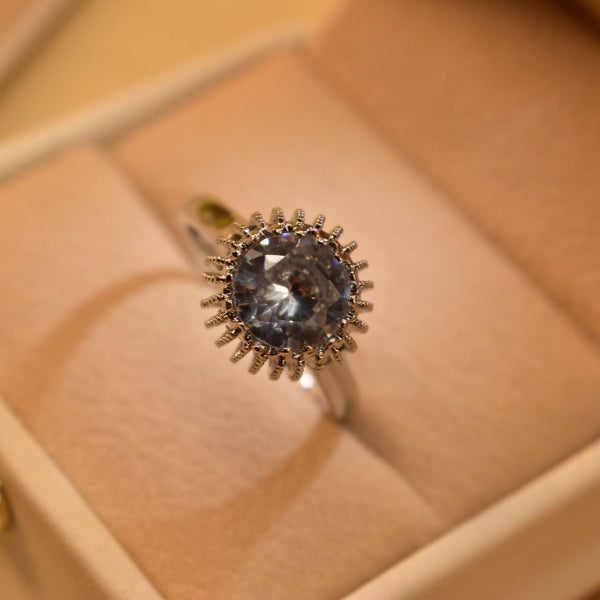 Elegant Design Silver Plated Real Stones Ring For Girls/Women