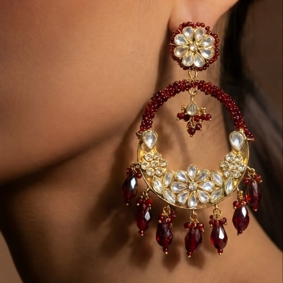 Luminous Unique Design Gold Plated Crystal Stones Earrings For Girls/women