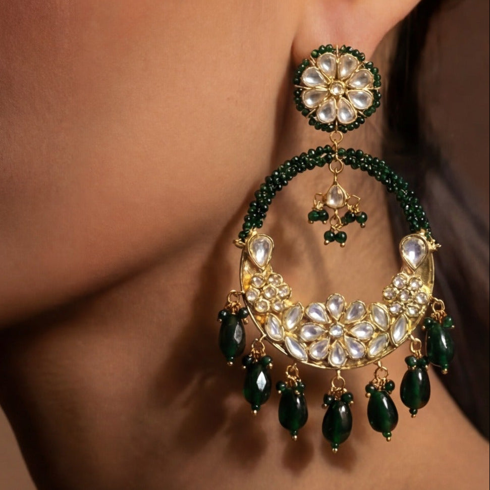 Luminous Unique Design Gold Plated Crystal Stones Earrings For Girls/women