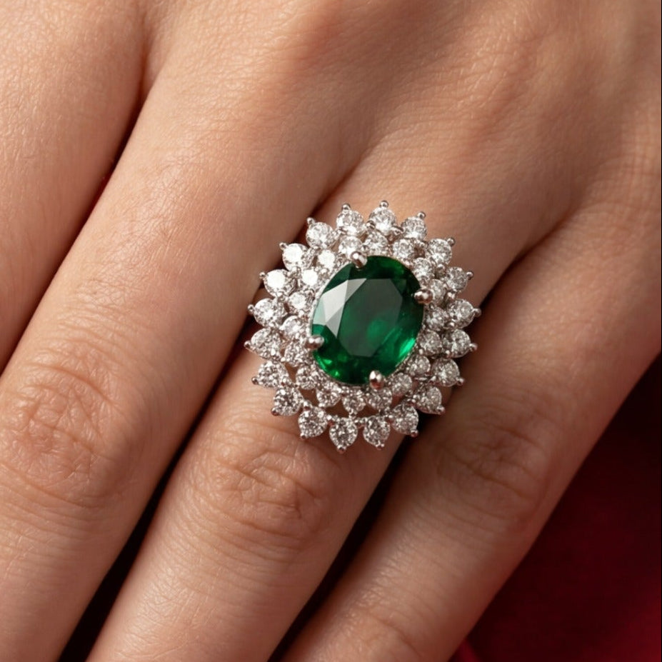 Fancy Unique Design Silver Plated Crystal Stones Ring For Girls/Women