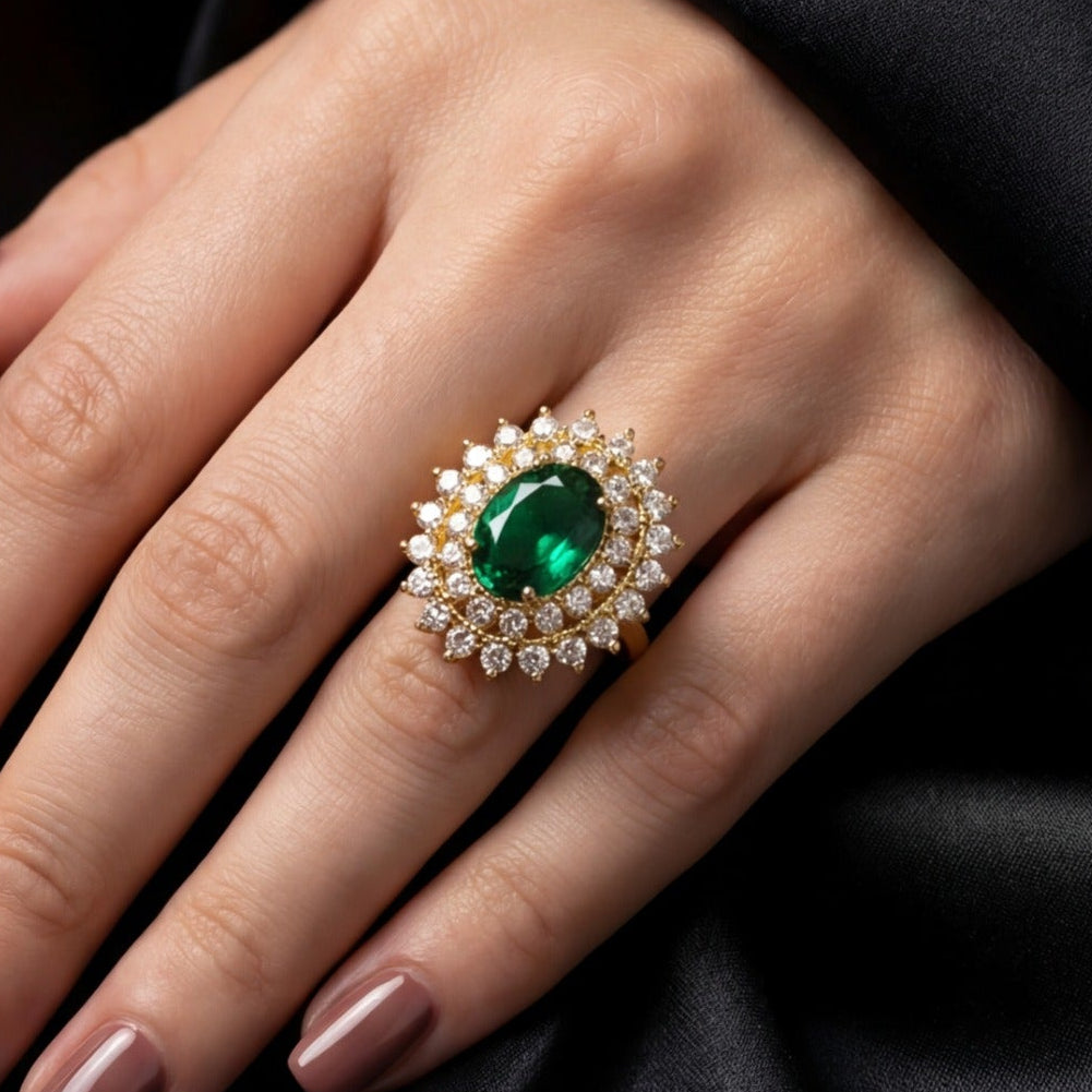 Dazzling Unique Design Gold Plated Crystal Stones Ring For Girls/Women
