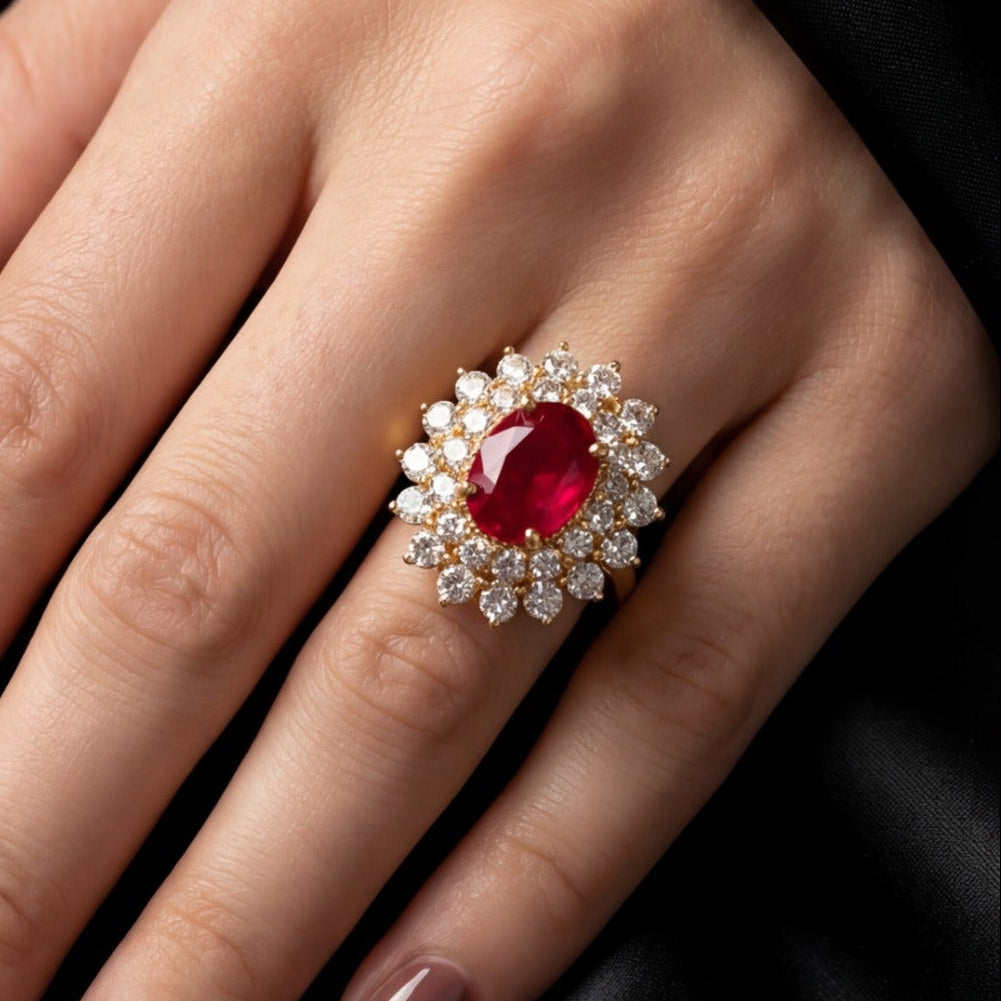 Dazzling Unique Design Gold Plated Crystal Stones Ring For Girls/Women