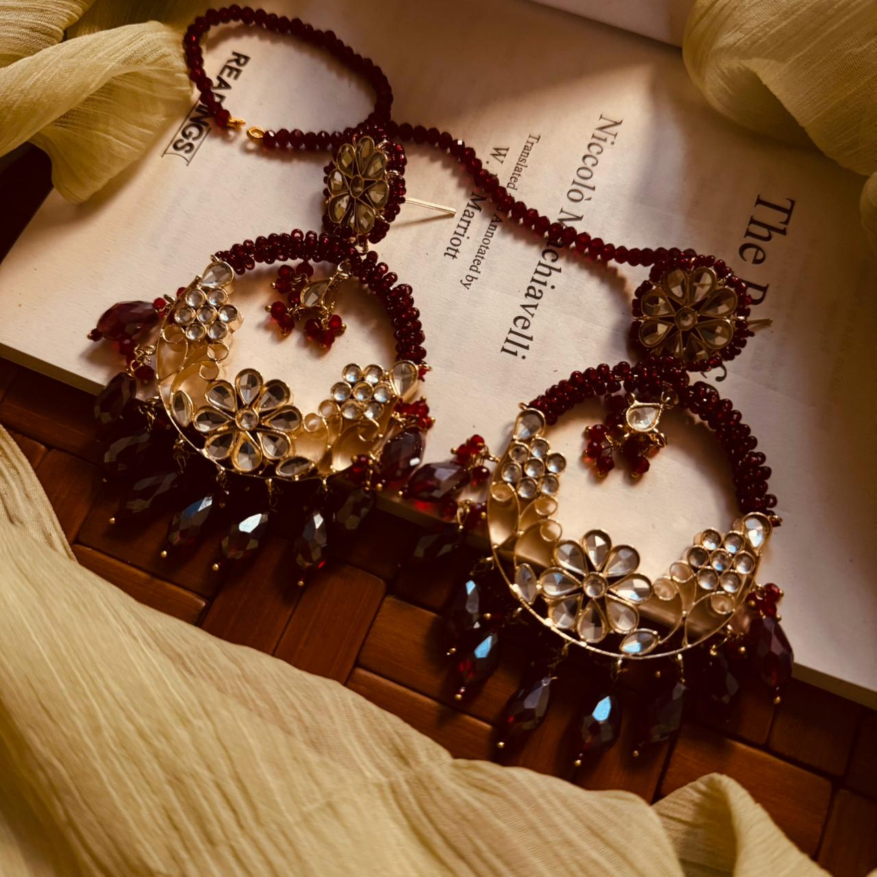 Luxury Unique Design Gold Plated Kundan Earrings For Girls/women