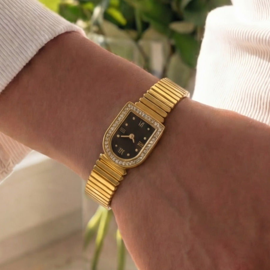 Beautiful Unique Design Gold Plated Fake Watch Bracelet for Girls/Women