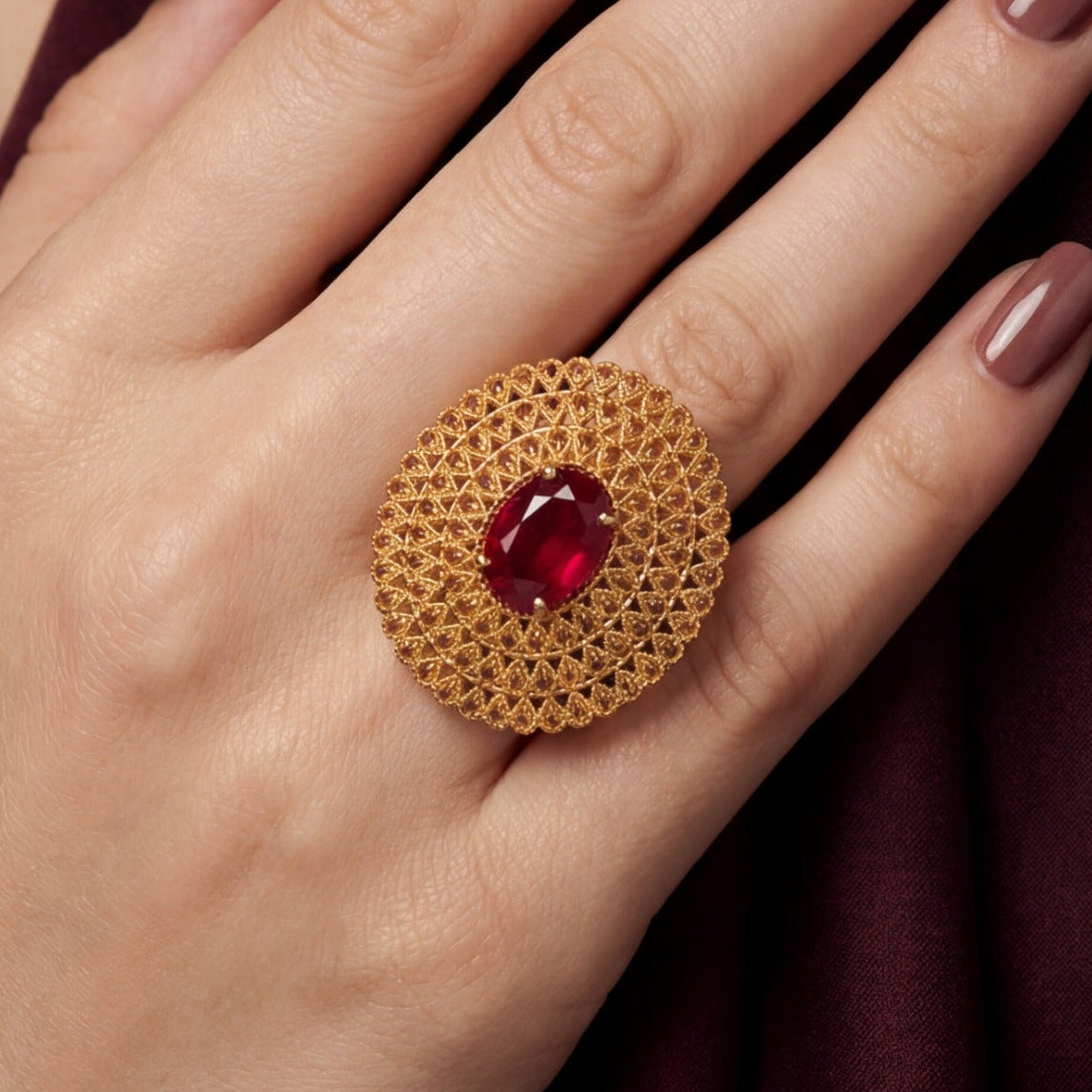 Luminous Unique Design Gold Plated Crystal Stone Ring For Girls/Women