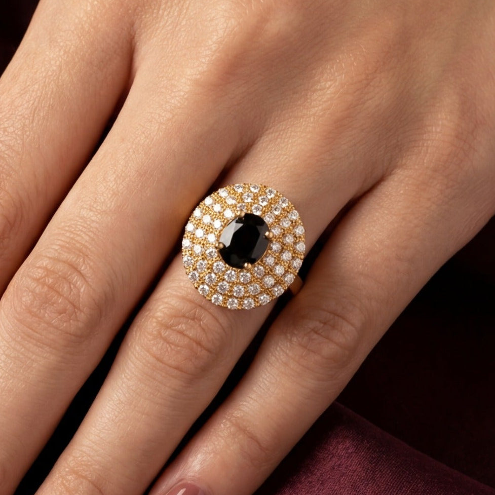 Gorgeous Unique Design Gold Plated Crystal Stones Ring For Girls/Women