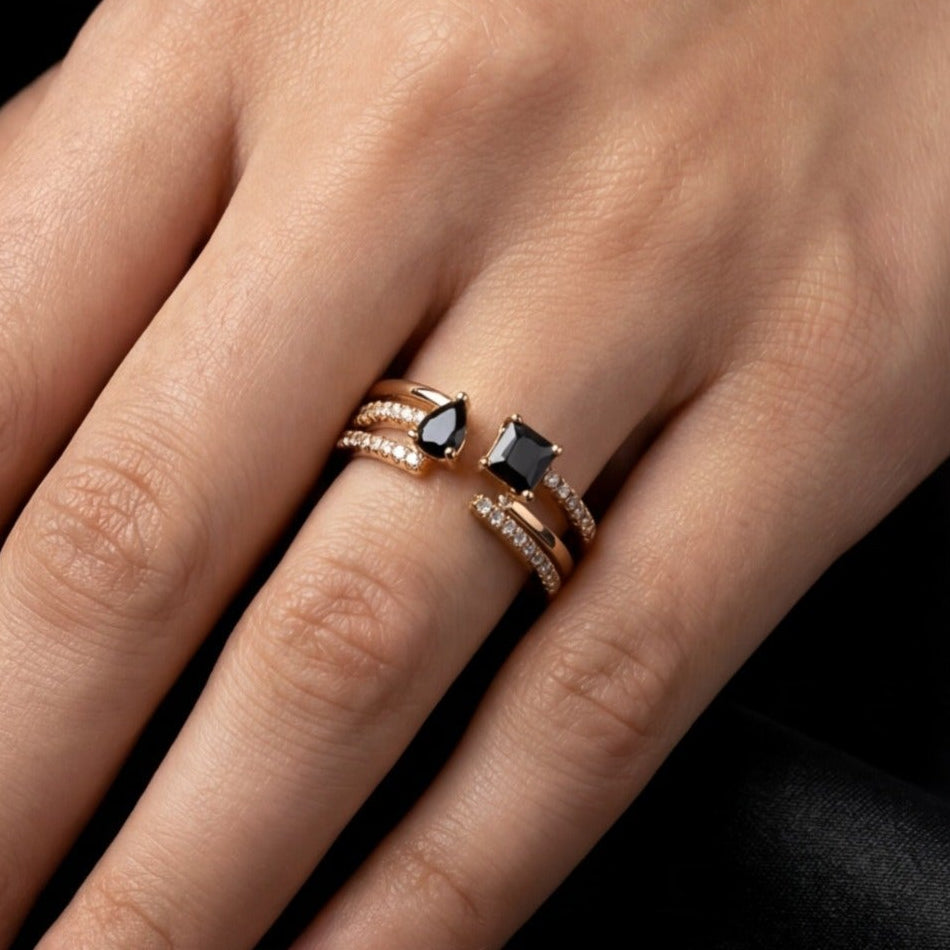 Glamorous Unique Design Gold Plated Crystal Stones Ring For Girls/Women